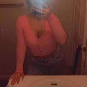 Forever 21 small pink button up long sleeve sweater